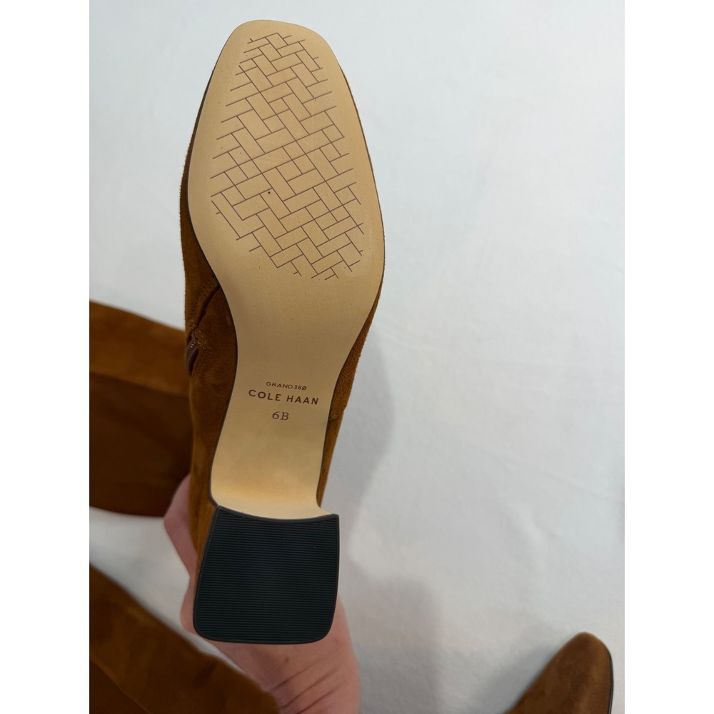 Cole Haan Georgette  Boot Womens 6 Brown Tobacco Suede Block Heel Tall Classic - Picture 5 of 12